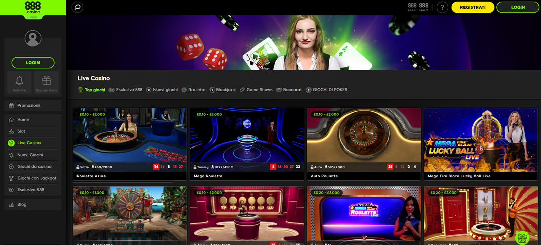 888 Live Casino Italia
