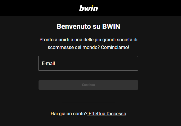 Registrazione su Bwin.it