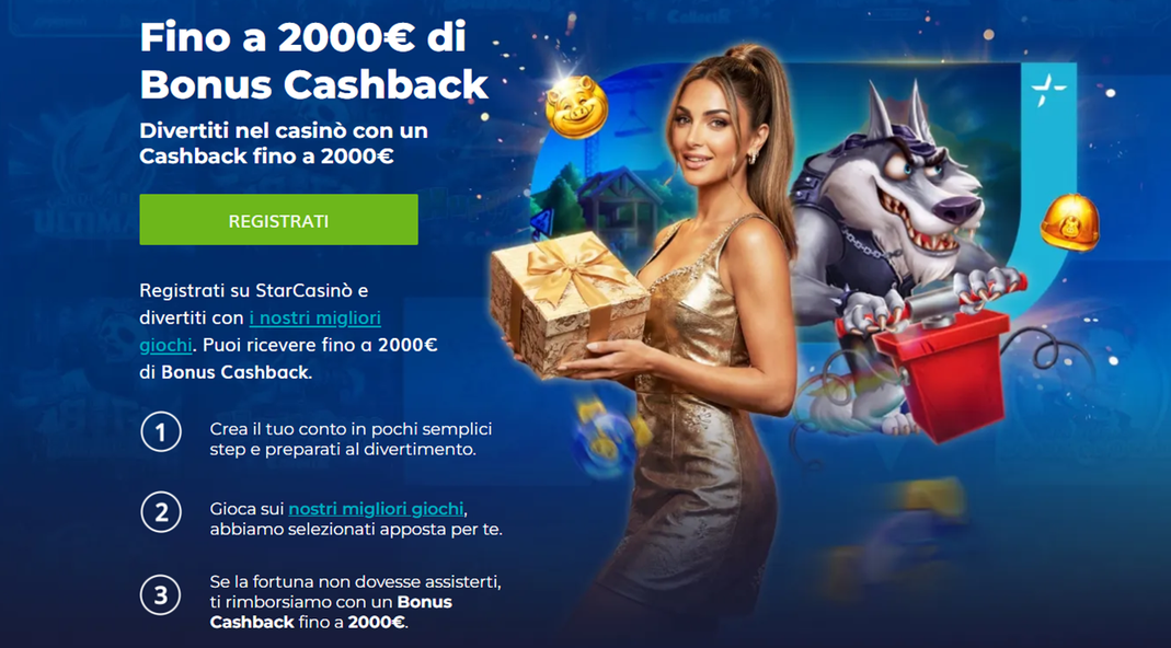StarCasinò Fino a 2000€ Bonus di Cashback