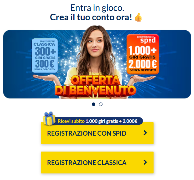 StarVegas modulo di registrazione